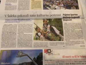 Predstavitev društva v časopisu Naš čas v rubriki Kultura, September 2019